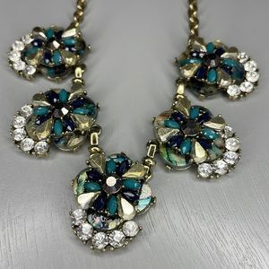 Gold tone and denim blue statement necklace